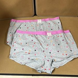 Boy shorts, cotton blend panties bundle 2 pair